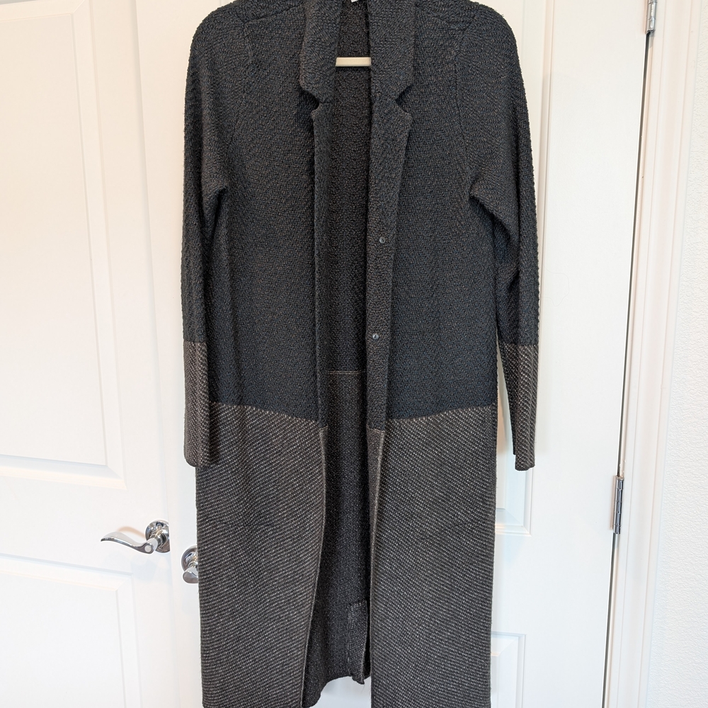J. Jill Gray and Navy Knit Cardigan
